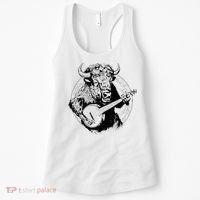 Buffalo Retro Bison Animal Playing Banjo Music Graphic Women's Tank Top thumb 0