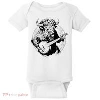 Buffalo Retro Bison Animal Playing Banjo Music Graphic Baby Bodysuit thumb 0