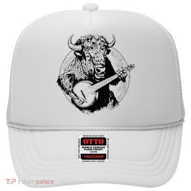 Buffalo Retro Bison Animal Playing Banjo Music Graphic Hat