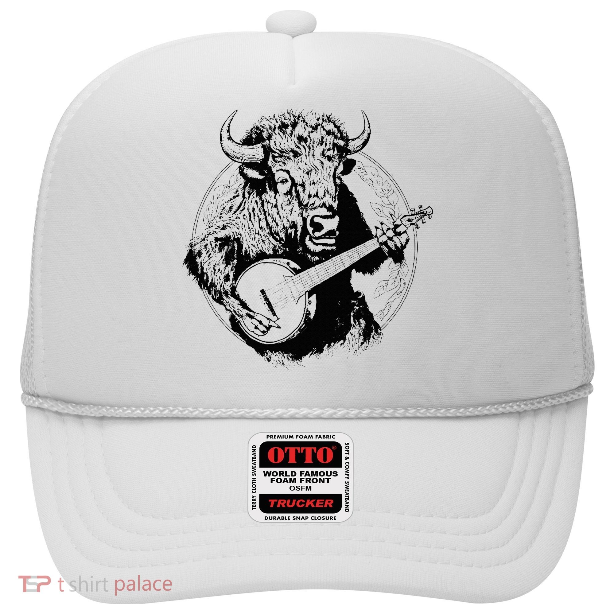 Buffalo Retro Bison Animal Playing Banjo Music Graphic Hat