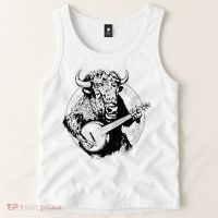Buffalo Retro Bison Animal Playing Banjo Music Graphic Tank Top thumb 2