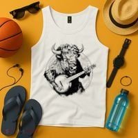 Buffalo Retro Bison Animal Playing Banjo Music Graphic Tank Top thumb 4