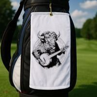 Buffalo Retro Bison Animal Playing Banjo Music Graphic Golf Towel thumb 2