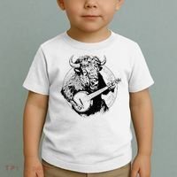 Buffalo Retro Bison Animal Playing Banjo Music Graphic Toddler T-Shirt thumb 2