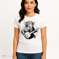 Buffalo Retro Bison Animal Playing Banjo Music Graphic Women's T-Shirt thumb 4