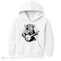 Buffalo Retro Bison Animal Playing Banjo Music Graphic Kids Hoodie thumb 0