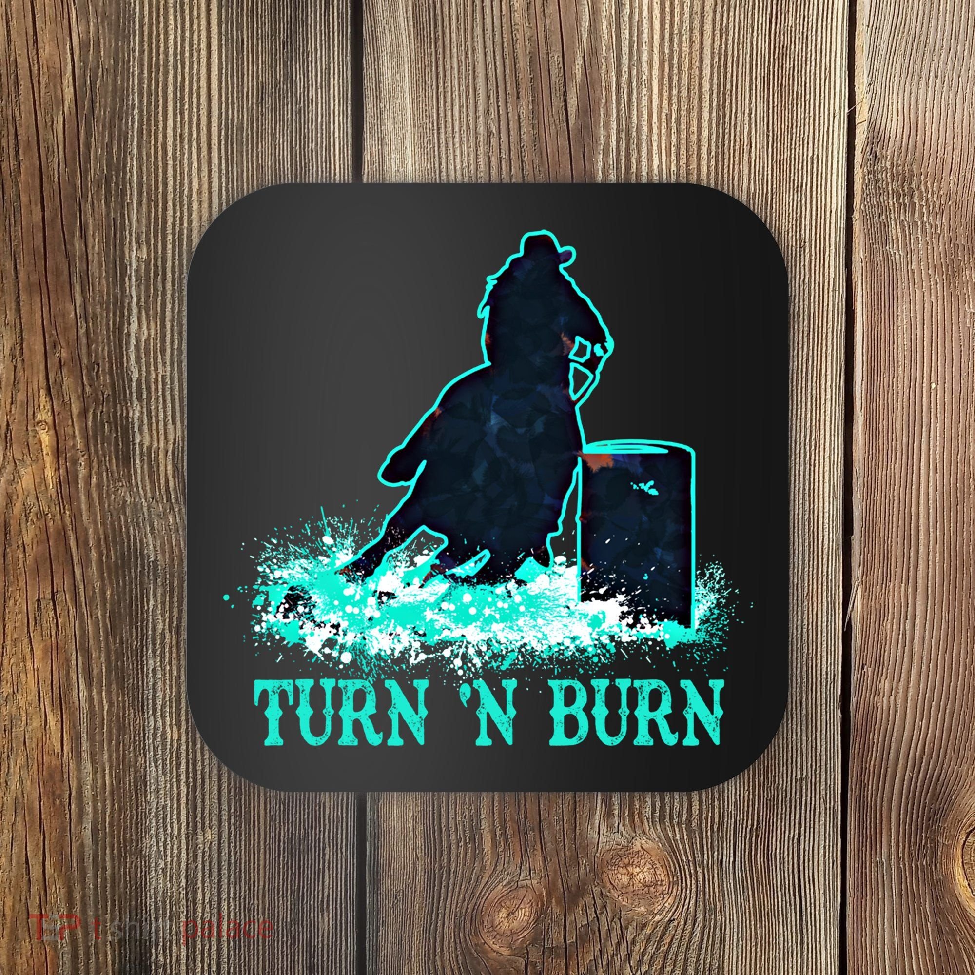 Barrel Racer Barrel Racing Horse Turn And Burn Teal Blue Cute Gift Coaster