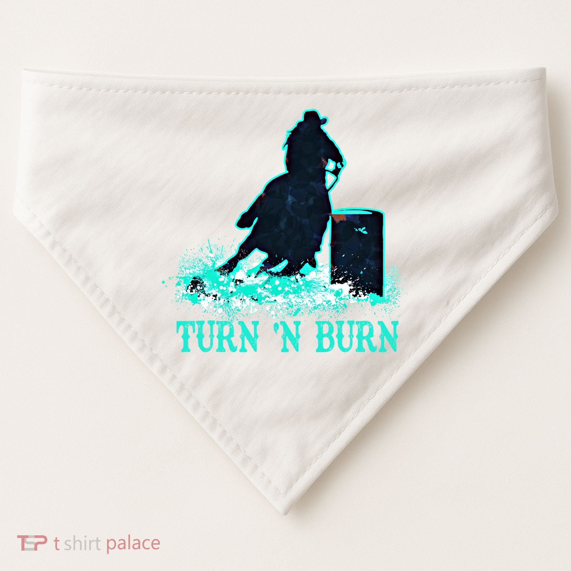 Barrel Racer Barrel Racing Horse Turn And Burn Teal Blue Cute Gift USA-Made Doggie Bandana