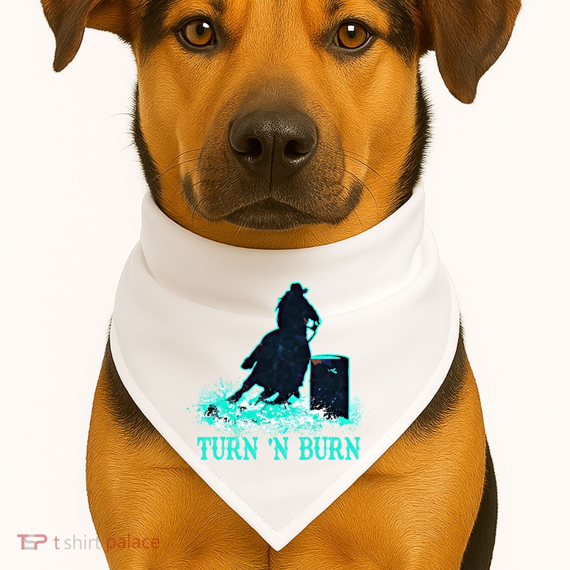 Barrel Racer Barrel Racing Horse Turn And Burn Teal Blue Cute Gift USA-Made Doggie Bandana