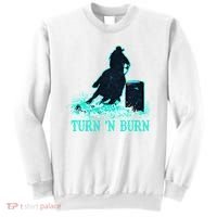 Barrel Racer Barrel Racing Horse Turn And Burn Teal Blue Cute Gift Sweatshirt thumb 0