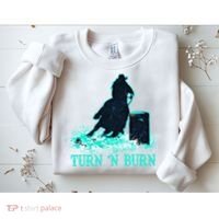 Barrel Racer Barrel Racing Horse Turn And Burn Teal Blue Cute Gift Sweatshirt thumb 2