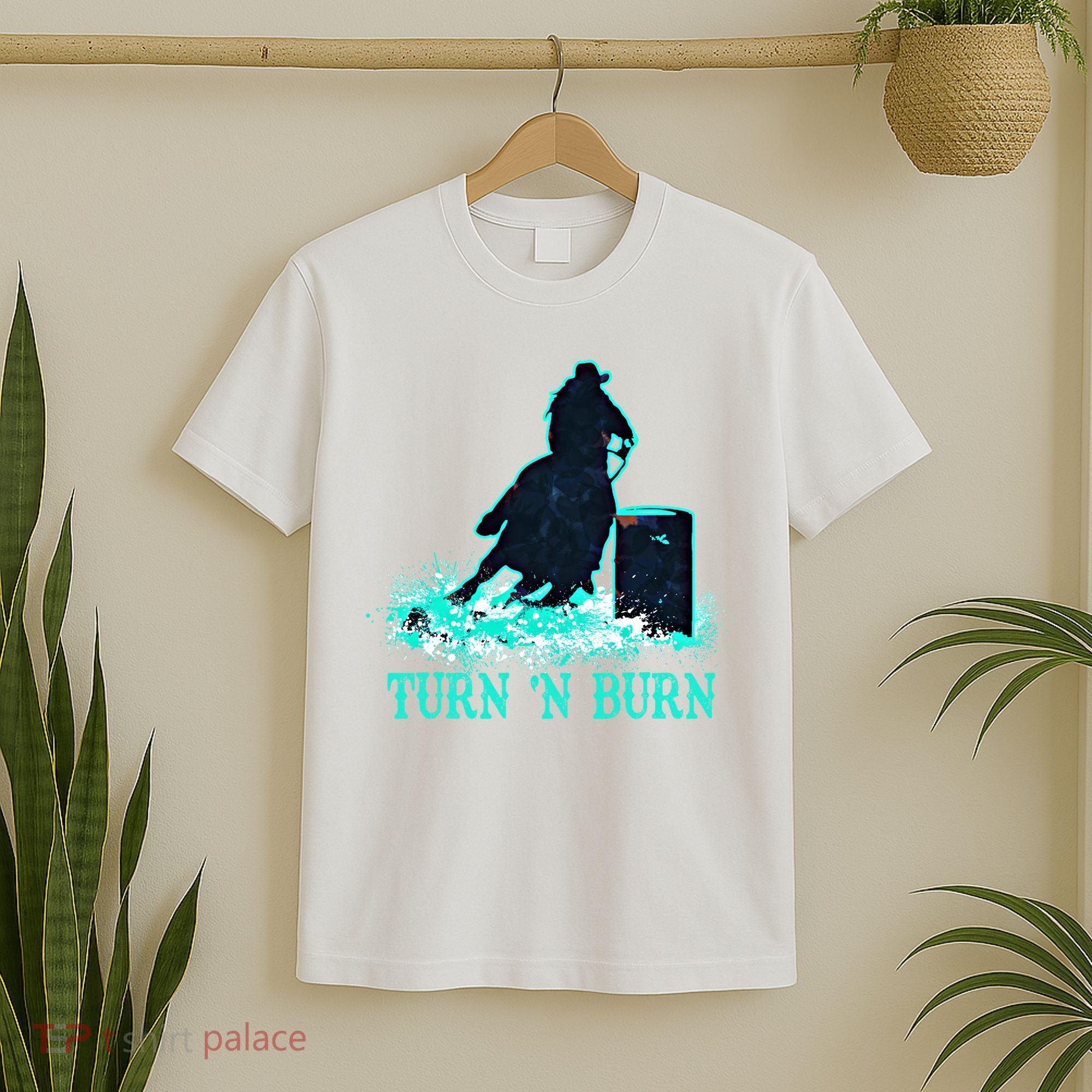 Barrel Racer Barrel Racing Horse Turn And Burn Teal Blue Cute Gift T-Shirt