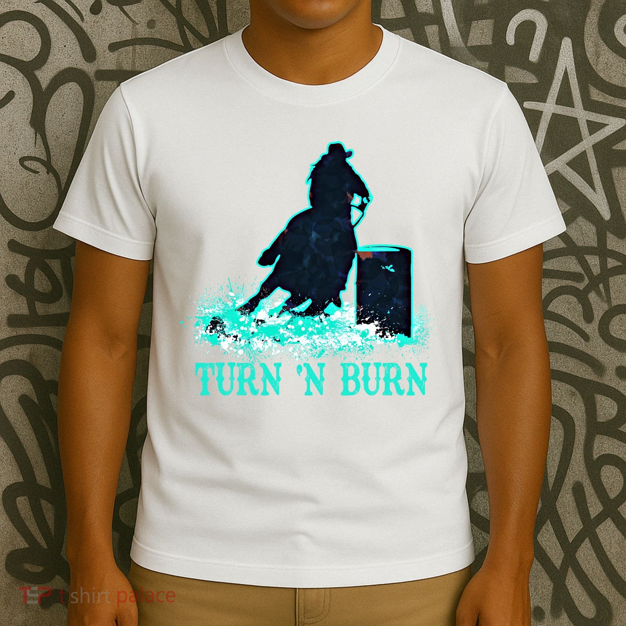 Barrel Racer Barrel Racing Horse Turn And Burn Teal Blue Cute Gift T-Shirt