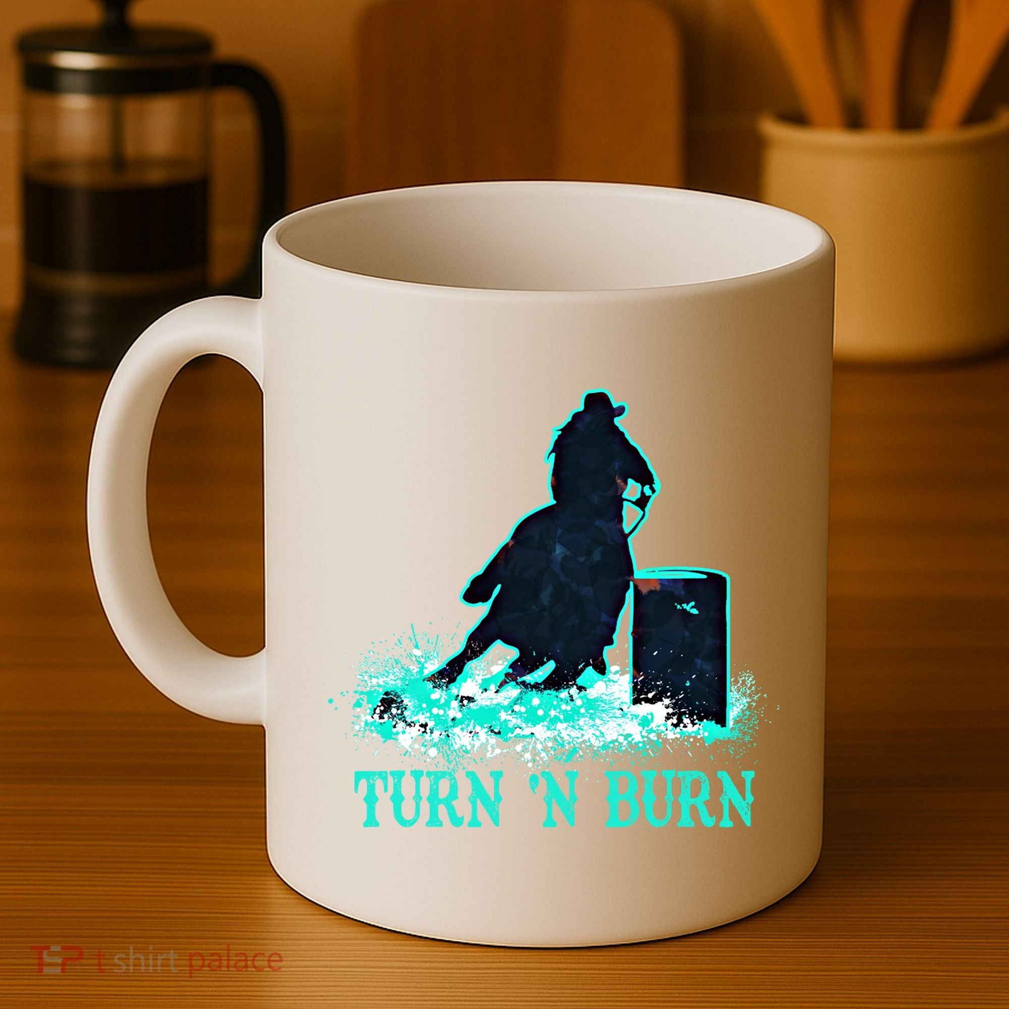 Barrel Racer Barrel Racing Horse Turn And Burn Teal Blue Cute Gift Coffee Mug