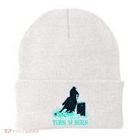 Barrel Racer Barrel Racing Horse Turn And Burn Teal Blue Cute Gift Beanie thumb 0