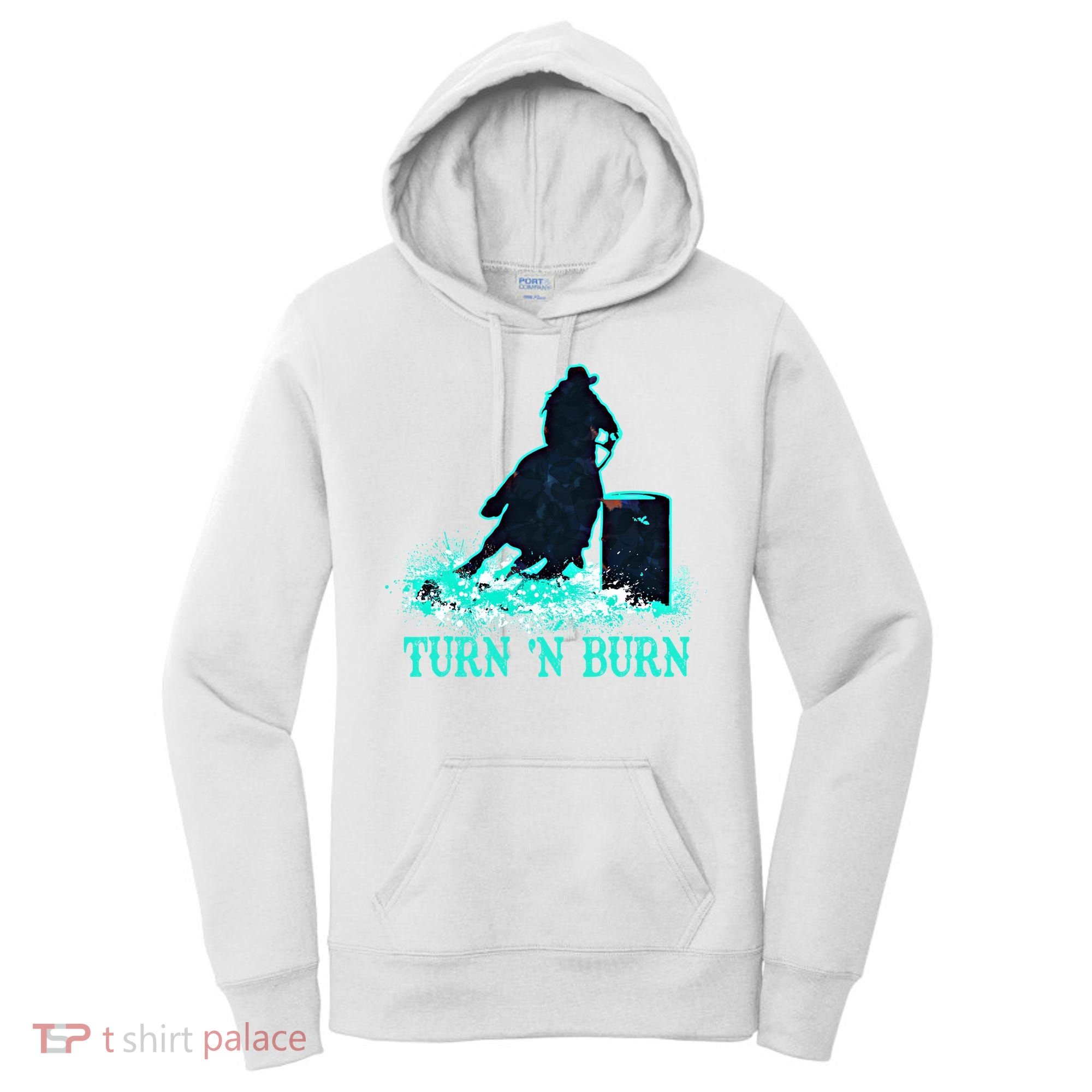 Barrel Racer Barrel Racing Horse Turn And Burn Teal Blue Cute Gift Women's Hoodie