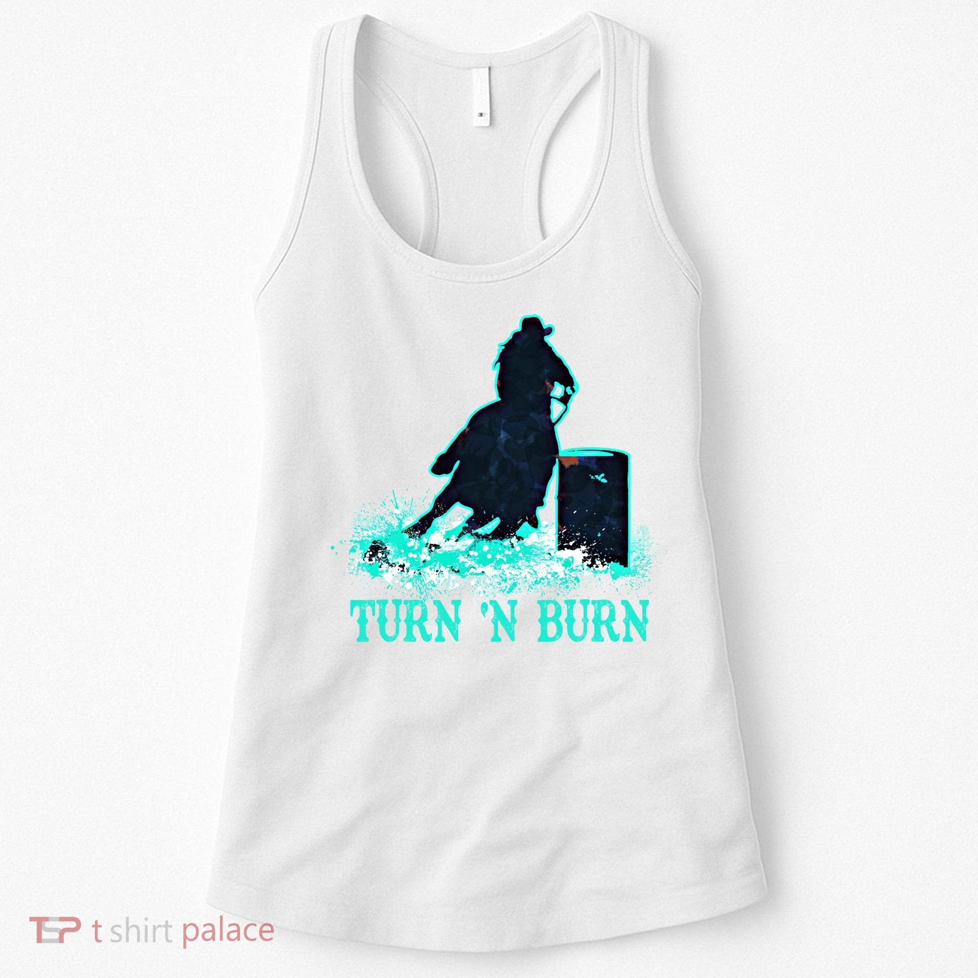 Barrel Racer Barrel Racing Horse Turn And Burn Teal Blue Cute Gift Women's Tank Top
