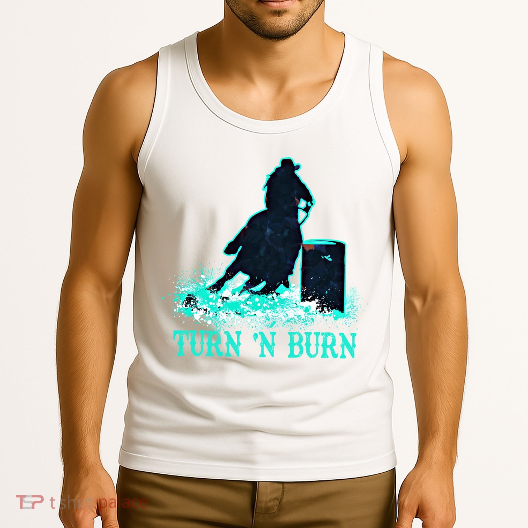 Barrel Racer Barrel Racing Horse Turn And Burn Teal Blue Cute Gift Tank Top