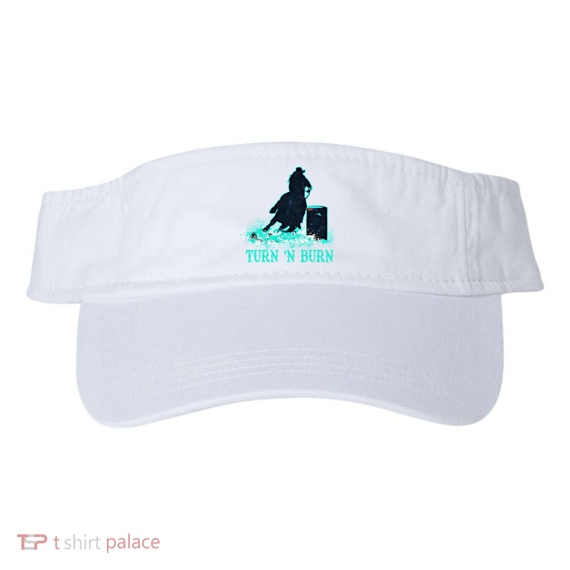 Barrel Racer Barrel Racing Horse Turn And Burn Teal Blue Cute Gift Visor