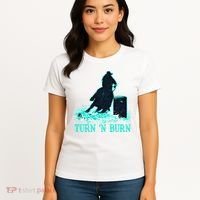 Barrel Racer Barrel Racing Horse Turn And Burn Teal Blue Cute Gift Women's T-Shirt thumb 4