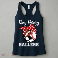 Busy Raising Ballers Funny Baseball Football Soccer Mom Women's Tank Top thumb 3