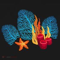 Bright Red Blue Coral Seaweed Marine Life Sea Life Starfish Women's Hoodie thumb 2
