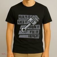 Build Race Break Fix It Repeat Auto Mechanic T-Shirt thumb 3