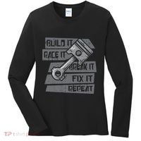Build Race Break Fix It Repeat Auto Mechanic Women's Long Sleeve Shirt thumb 0