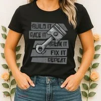 Build Race Break Fix It Repeat Auto Mechanic Women's T-Shirt thumb 2