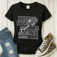 Build Race Break Fix It Repeat Auto Mechanic Women's T-Shirt thumb 3