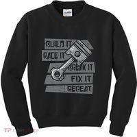 Build Race Break Fix It Repeat Auto Mechanic Kids Sweatshirt thumb 0