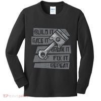 Build Race Break Fix It Repeat Auto Mechanic Kids Long Sleeve Shirt thumb 0