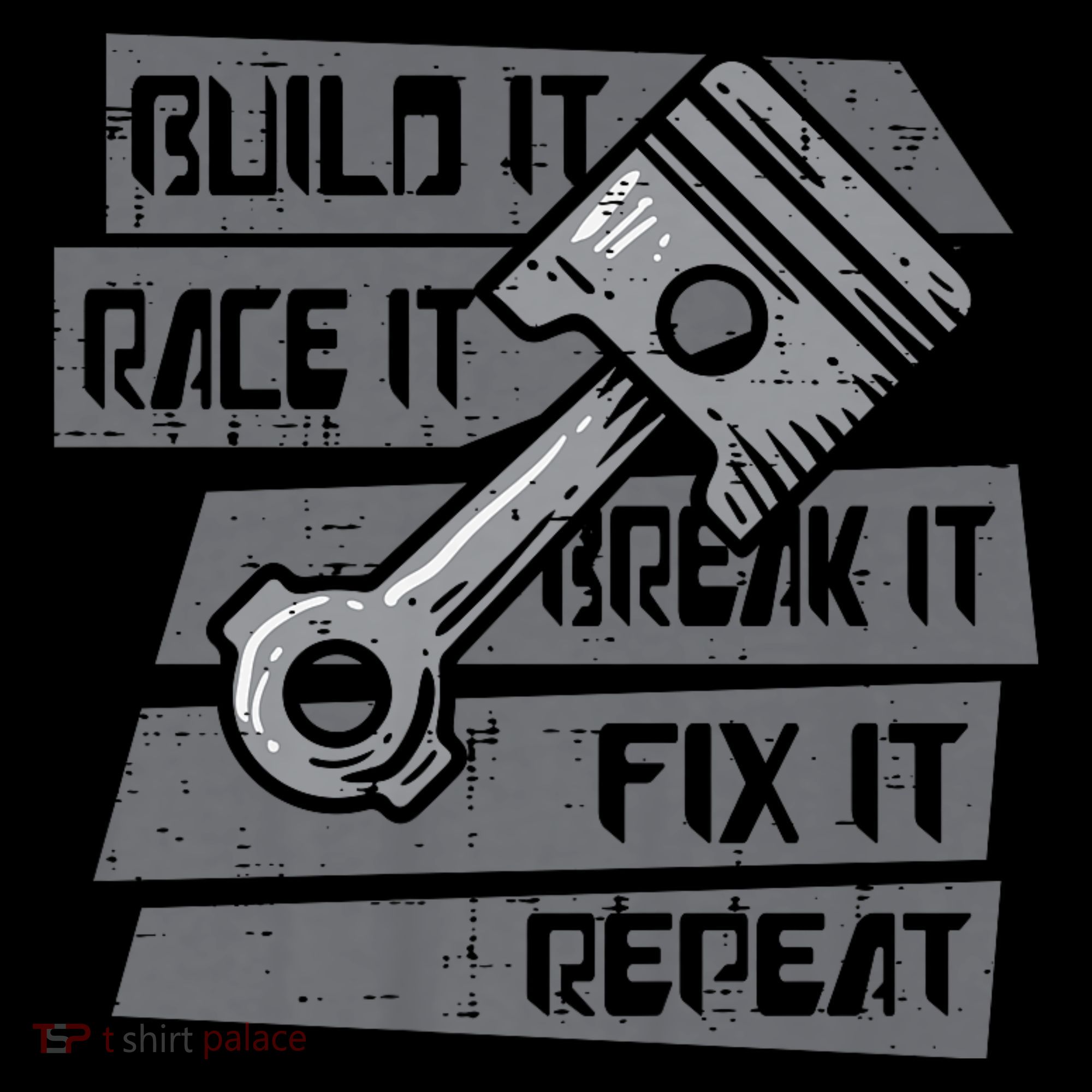 Build Race Break Fix It Repeat Auto Mechanic Kids T-Shirt