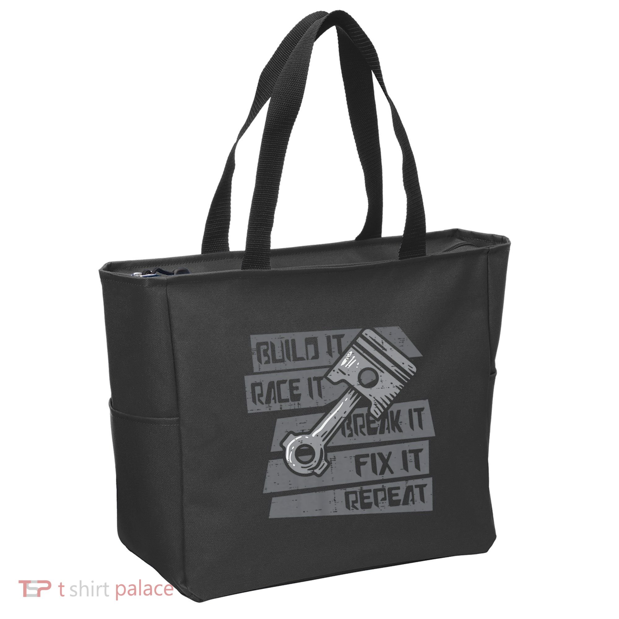 Build Race Break Fix It Repeat Auto Mechanic Tote Bag