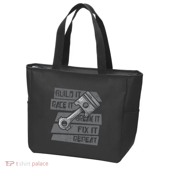 Build Race Break Fix It Repeat Auto Mechanic Tote Bag