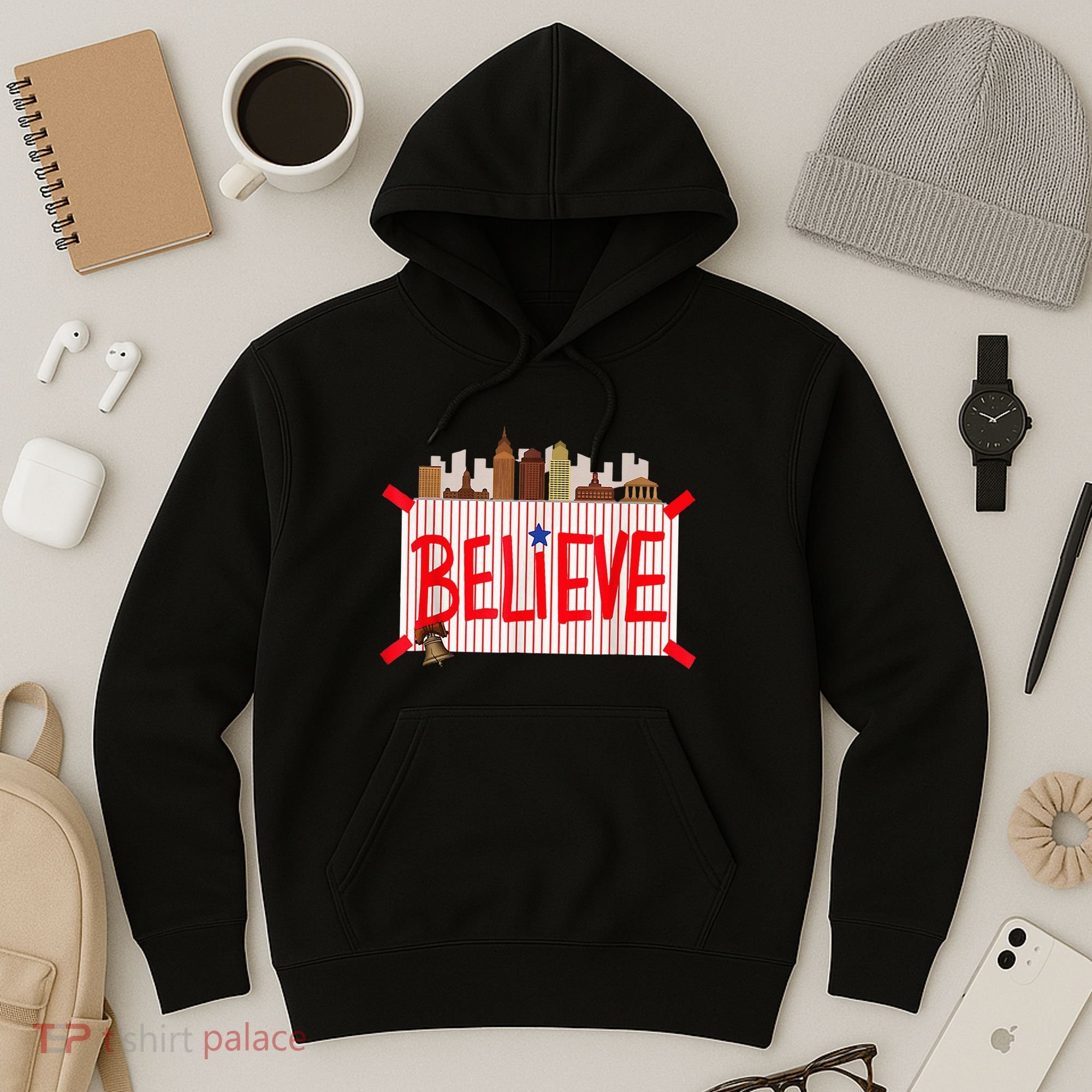Believe Ring Bell Philadelphia Baseball Player Hoodie