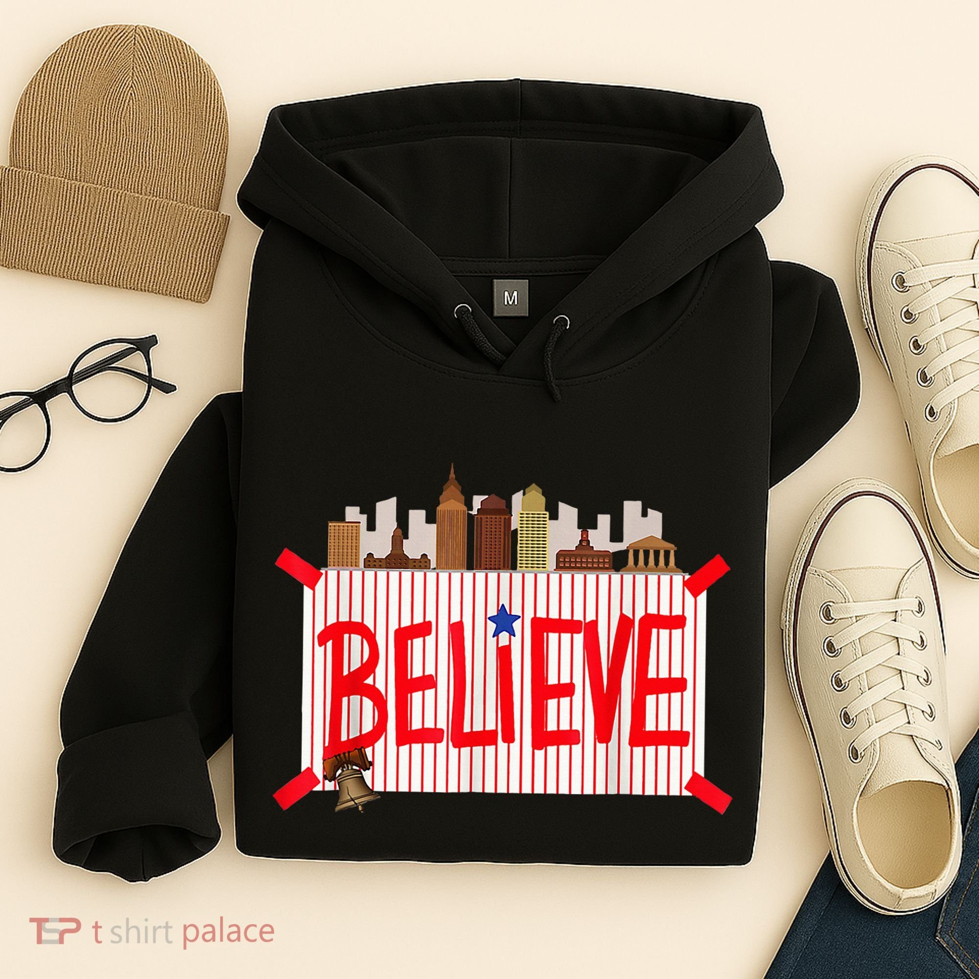 Believe Ring Bell Philadelphia Baseball Player Hoodie