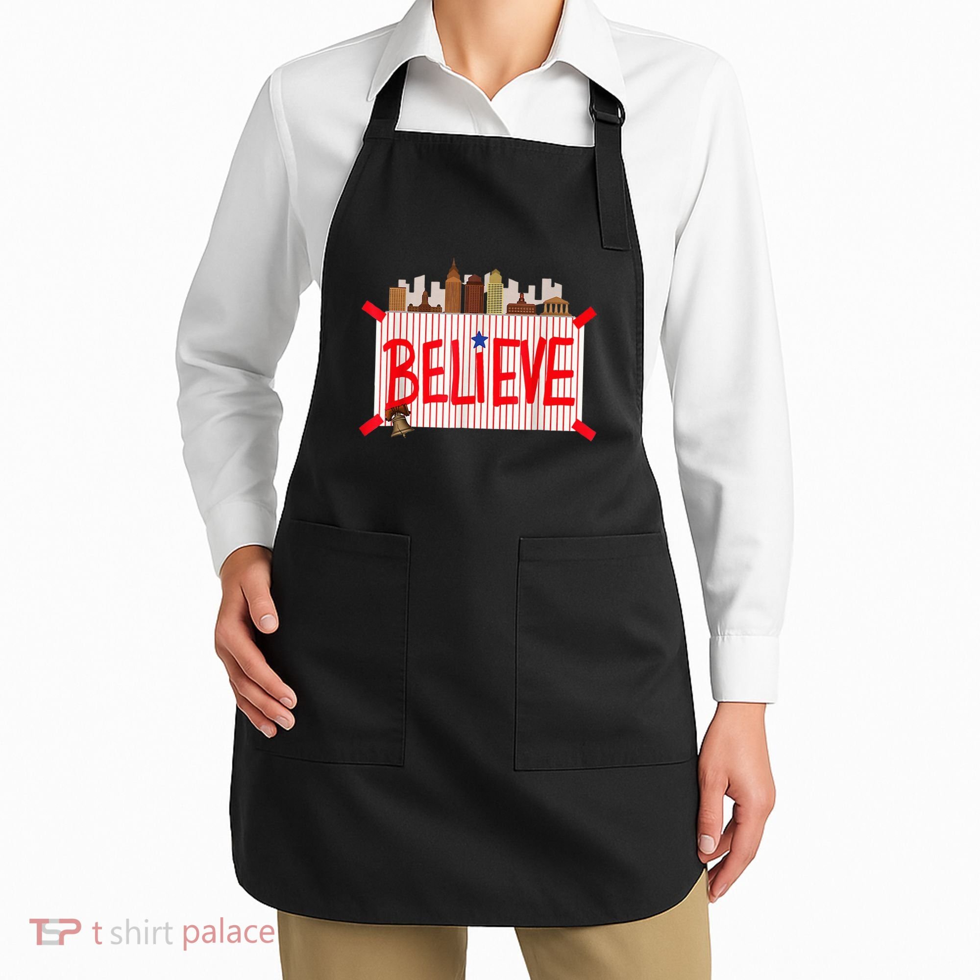 Believe Ring Bell Philadelphia Baseball Player Apron