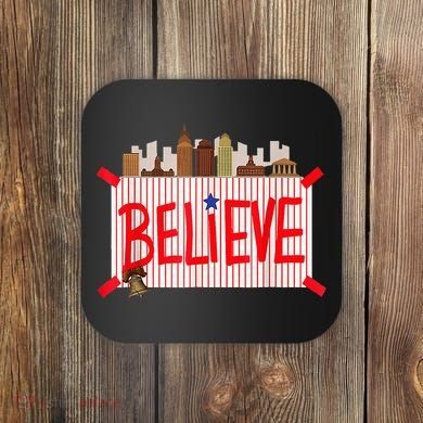 Believe Ring Bell Philadelphia Baseball Player Coaster