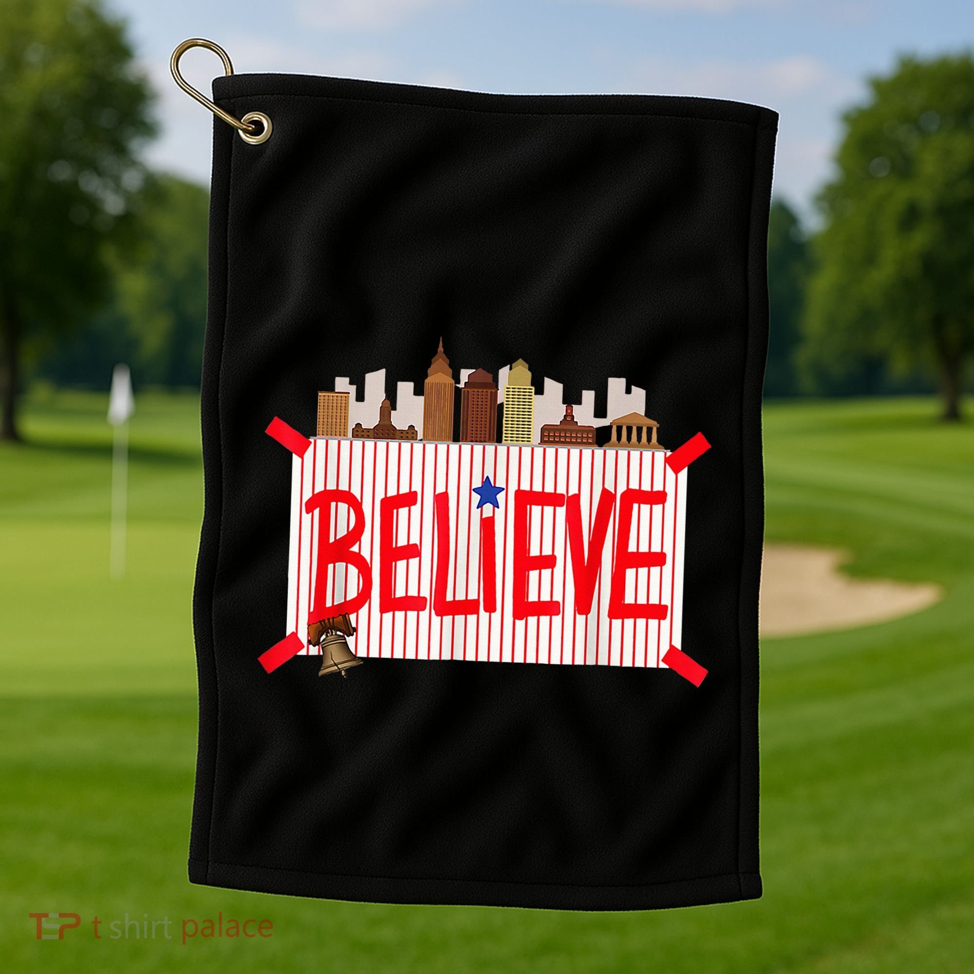Believe Ring Bell Philadelphia Baseball Player Golf Towel