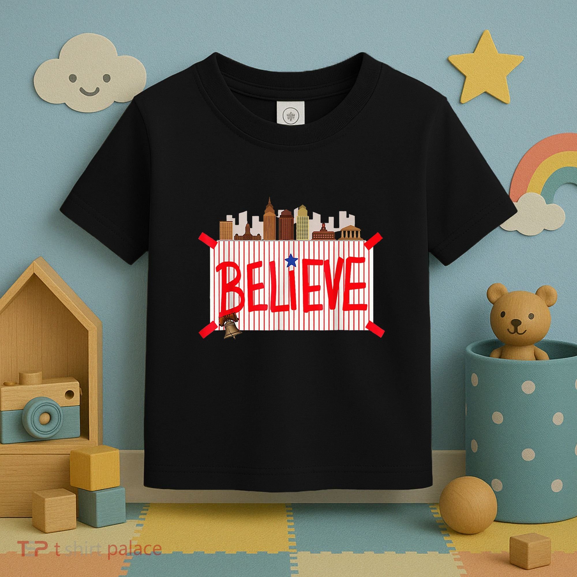 Believe Ring Bell Philadelphia Baseball Player Toddler T-Shirt