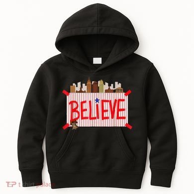Believe Ring Bell Philadelphia Baseball Player Kids Hoodie