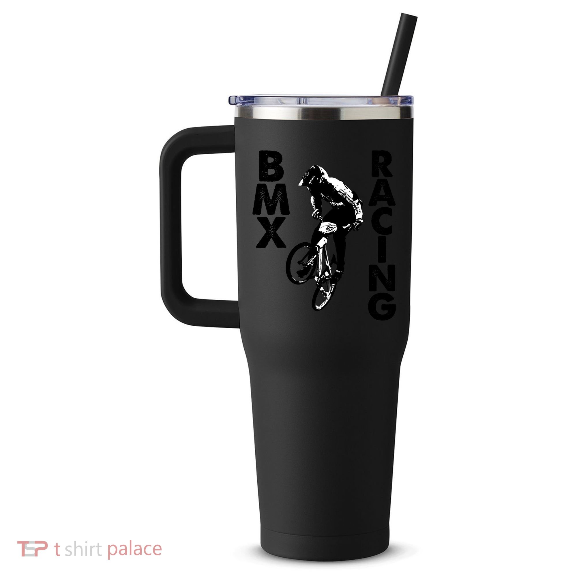 BMX Racing Biker Bike 40oz Vacuum Insulated Stainless Steel Travel Tumbler