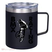 BMX Racing Biker Bike 12oz Stainless Steel Coffee Mug thumb 0