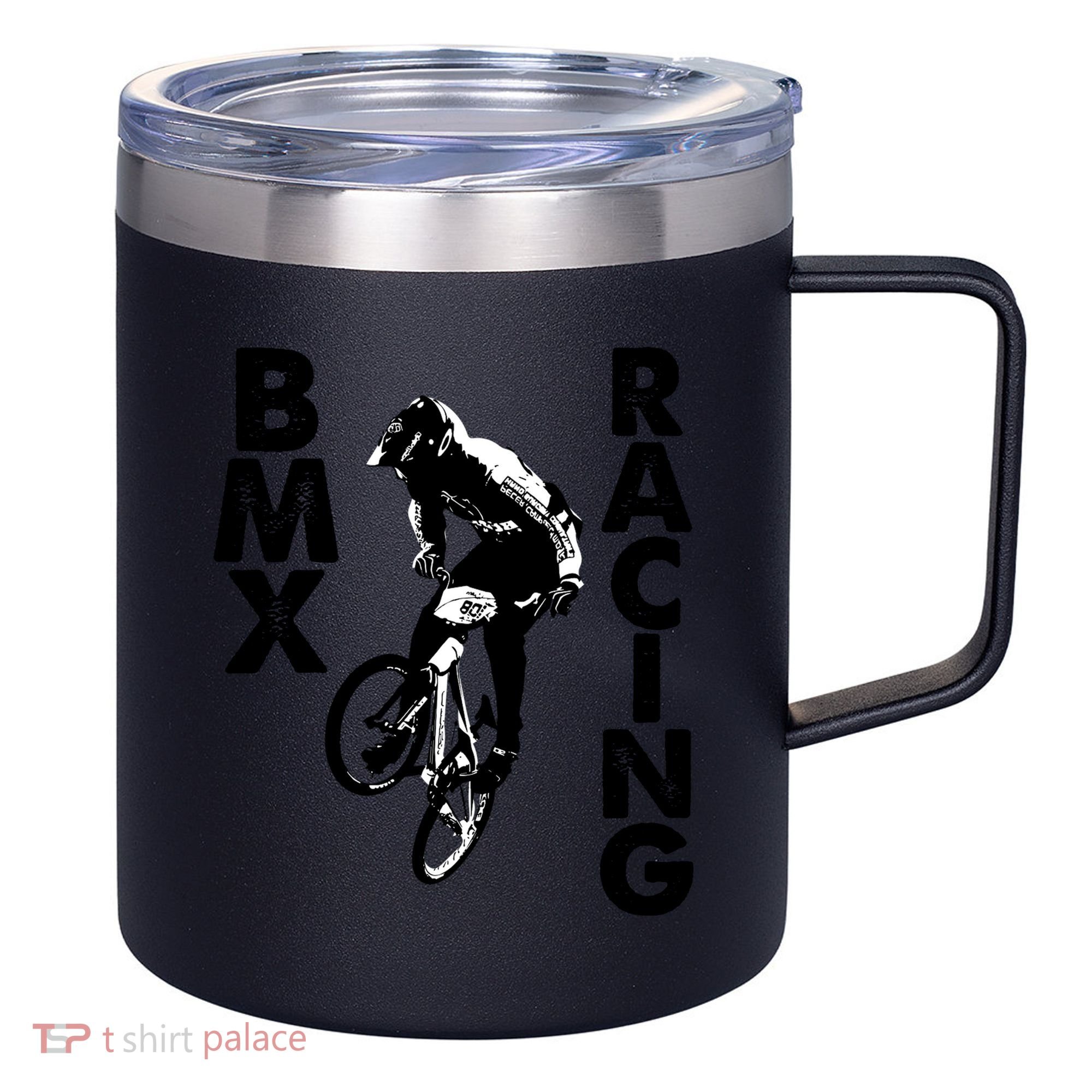 BMX Racing Biker Bike 12oz Stainless Steel Coffee Mug