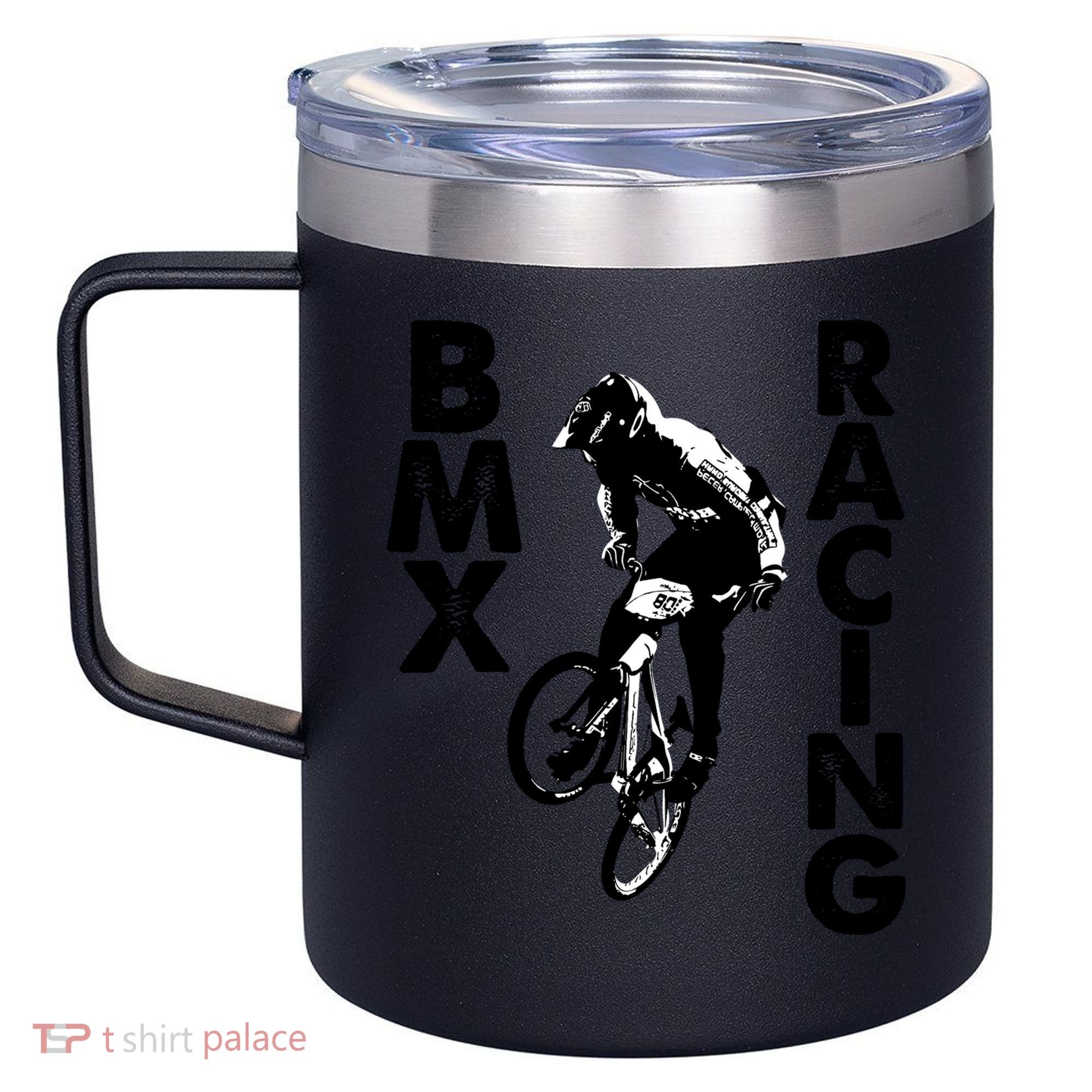 BMX Racing Biker Bike 12oz Stainless Steel Coffee Mug