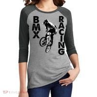 BMX Racing Biker Bike Women's Tri-Blend 3/4-Sleeve Raglan Shirt thumb 2