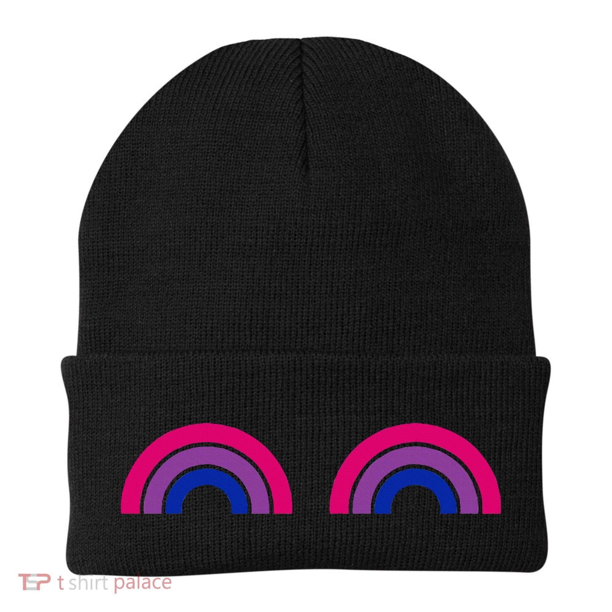 Bisexual Rainbow Boobs Funny Bi Pride Lgbt Pride Beanie