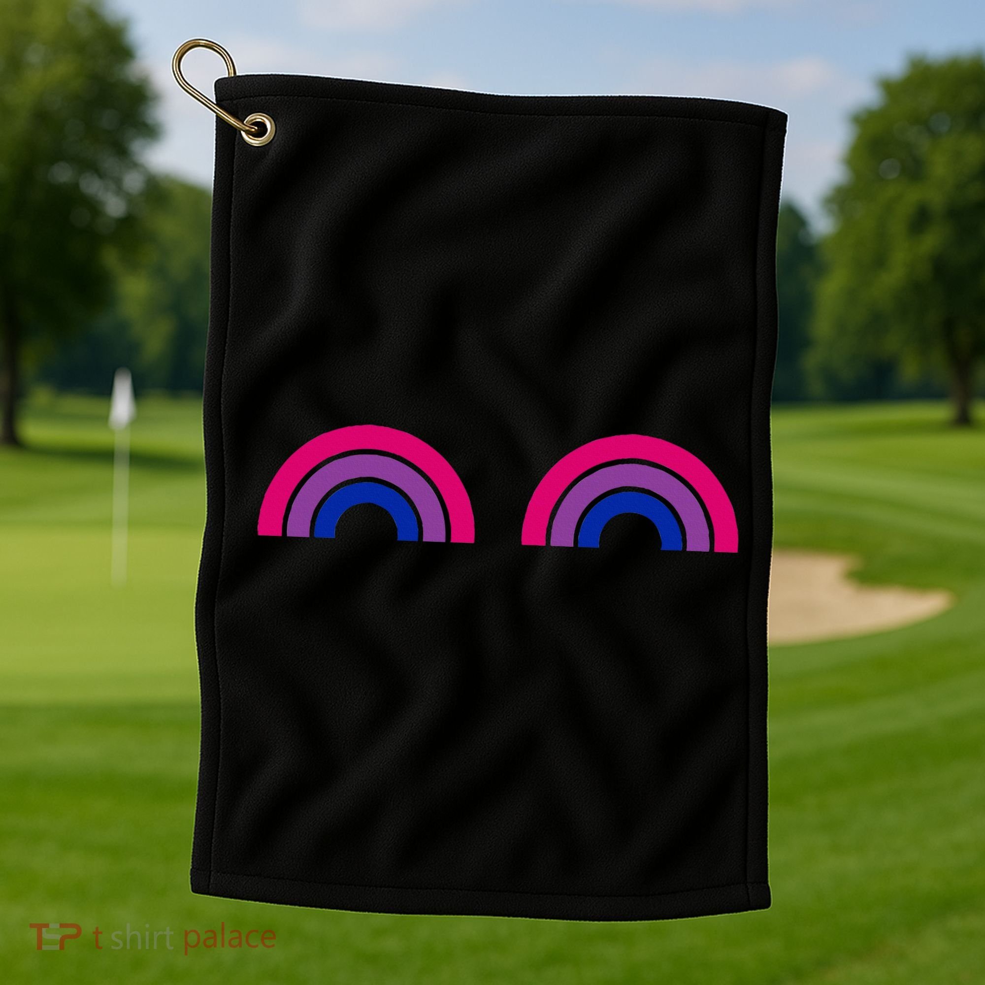 Bisexual Rainbow Boobs Funny Bi Pride Lgbt Pride Golf Towel