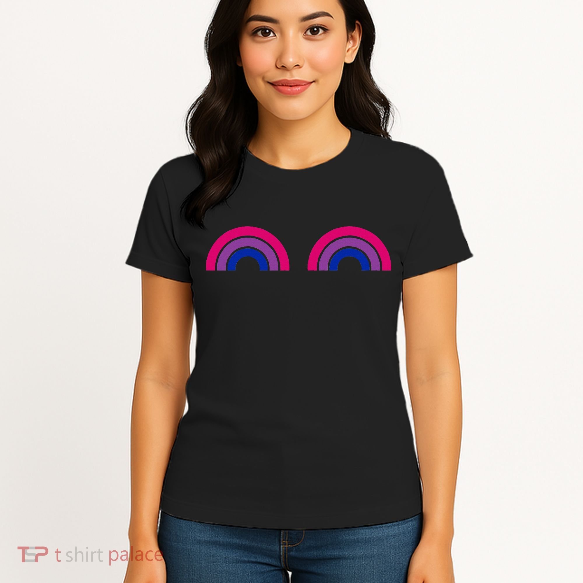 Bisexual Rainbow Boobs Funny Bi Pride Lgbt Pride Women's T-Shirt